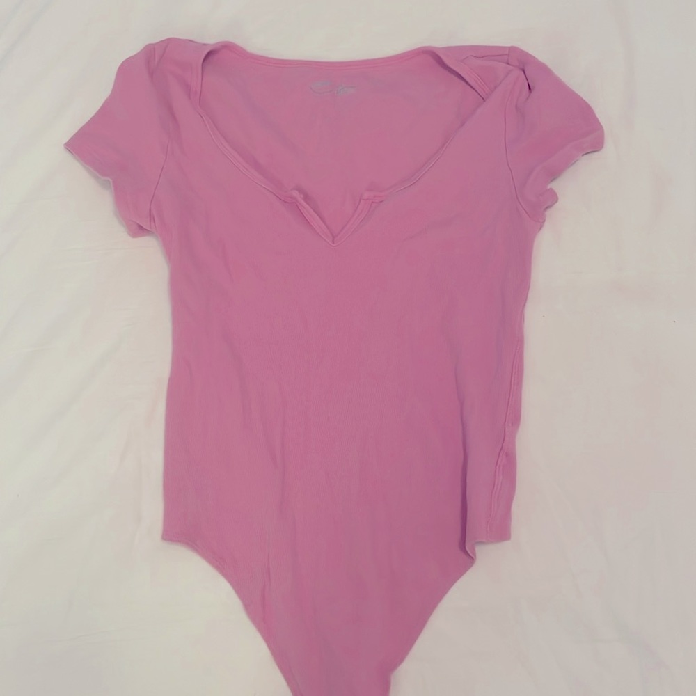 Aerie NWOT textured notch bodysuit medium mauve wood pink